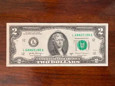 $2 US Bill: Uncirculated, View more