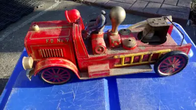 Pictures tell the story. There are a few parts missing. Metal construction with some plastic parts....