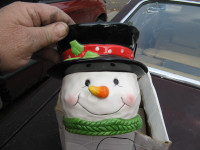 Christmas snow man candy jar