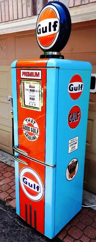 BRAND NEW "RETRO STYLE"  "GAS PUMP" FRIDGE IN VINTAGE GULF OIL in Arts & Collectibles in Oshawa / Durham Region - Image 4