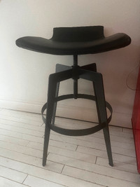 Two Black industrial bar stools