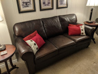 Leather couch and arm chair