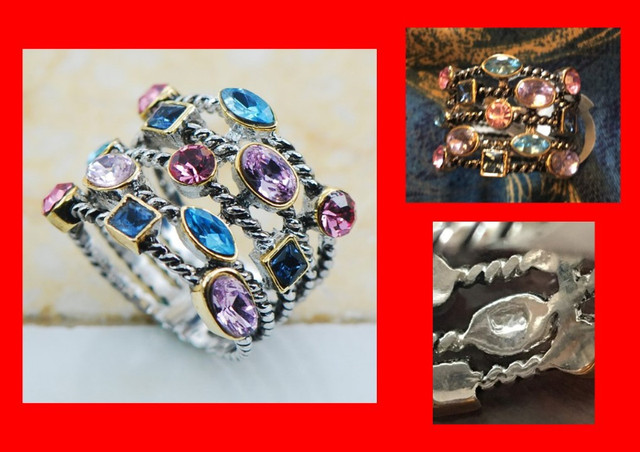 Woman’s or Men’s Ring ~ Blue Topaz, Pink Sapphire, & Amethyst in Jewellery & Watches in Dartmouth