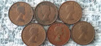1963 Canadian Pennies. 6 in total $1 each