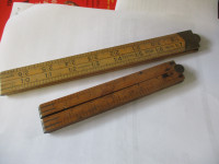 2 OLD BRASS TIPPED LUFKIN BOXWOOD WOOD RULER TOOLS $15. EA.