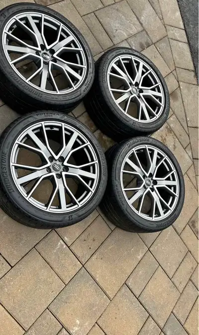 4 Audi Mag 20” No scratch Bolt pattern 5 X 112 Centre Bore 57.1mm E-8.5Jx20H2-N ET38 Tires Bridgesto...