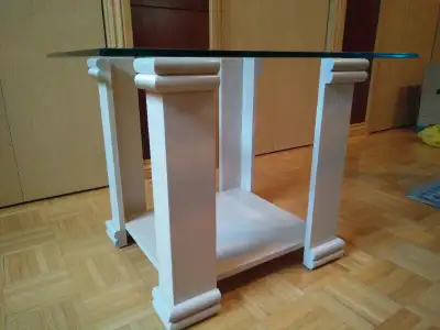 Table de salon en bois de chêne avec panneau en verre, View more