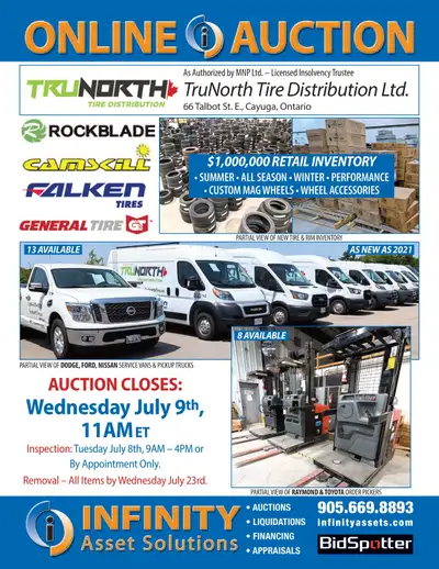 ONLINE AUCTION TruNorth Tire Distribution Ltd. As Authorized by MNP Ltd. - Licensed Insolvency Trust...