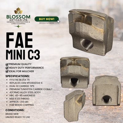 FAE Mini C3 Forestry Mulcher Carbide Tooth | Premium Aftermarket, View more