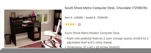 South Shore Metro Computer Desk - Chocolate in Desks in City of Montréal - Image 9