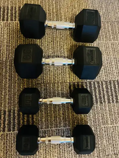 Rubber Hex Dumbbells Set (30 lb + 10 lb Pairs) – $75 OBO, View more