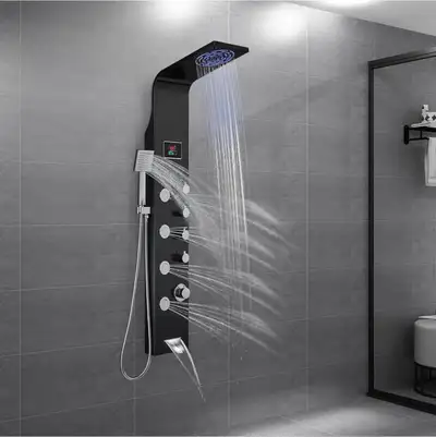 Shower Panel Tower System Temp+ LED Lights No Battery required, View more