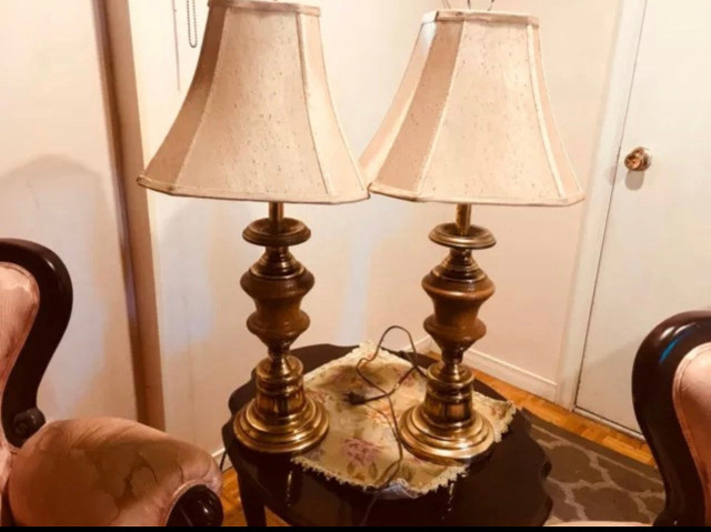 Matching Pair of solid Brass Table Lamps | Indoor Lighting & Fans | La  Ronge | Kijiji