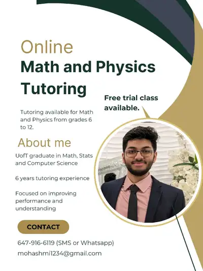 High School Math and Science Tutor (Online), View more