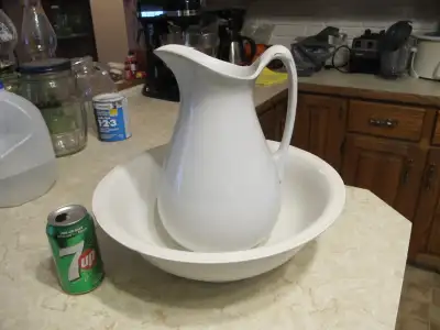Antique Porcelain Water Pitcher & Wash Basin, View more