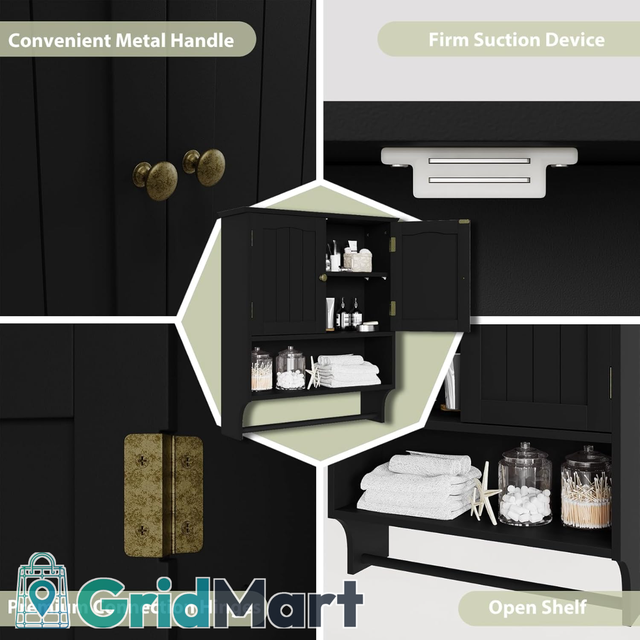 *BRAND NEW* Wall-Mounted Black Bathroom Cabinet with Towel Bar in Bookcases & Shelving Units in Windsor Region - Image 6