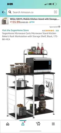 Microwave cart with storage shelf