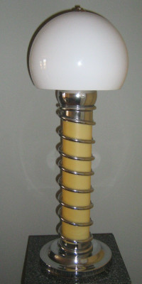 VINTAGE MCM ARTISAN SCULPTURAL  CHROME COIL SPRING MUSHROOM LAMP