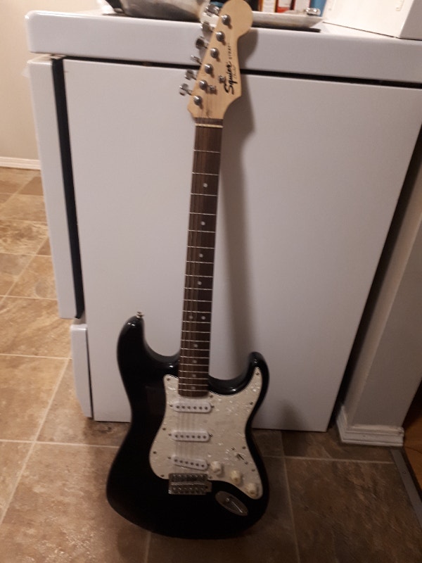 Black Fender Stratocaster Squire Electric Guitar Guitars Edmonton