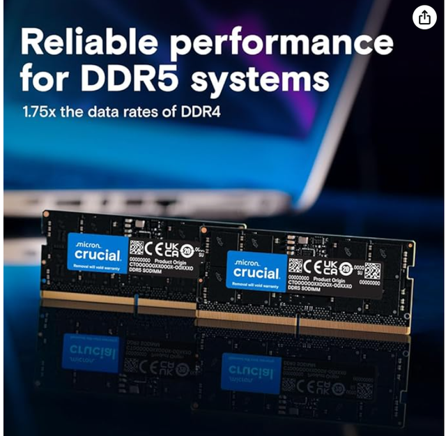 Brand new Crucial 32GB DDR5 RAM (2x16GB) 4800MHz Laptop Memory in System Components in Kitchener / Waterloo - Image 5