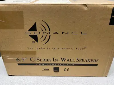 Sonance 6.5” C-Series In Wall Speaker set. Complete with mounting and grills. As new.