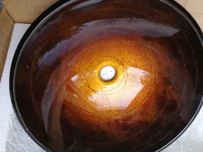 PEDESTAL SINK, BRONZE, GOLD GLASS, View more