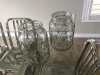 Very Large Metal Decorated Glass Jars