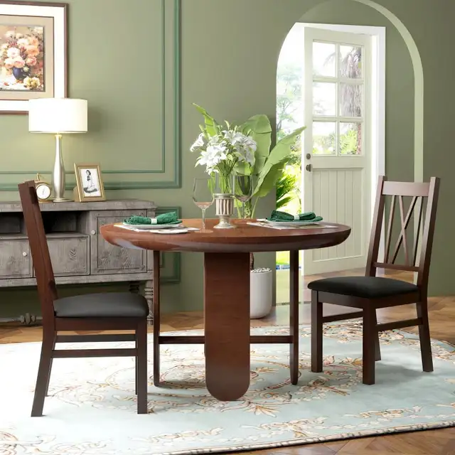 Pine Wood Kitchen Table Chair with PU Leather Cushion for Living in Chairs & Recliners in Markham / York Region - Image 9