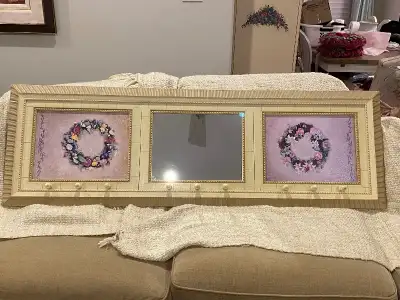 Reduced-Entryway Mirror and Painted Canvas artwork, View more