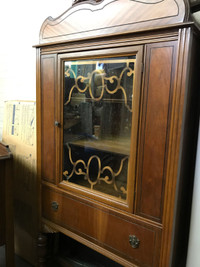 Antique walnut china cabinet
