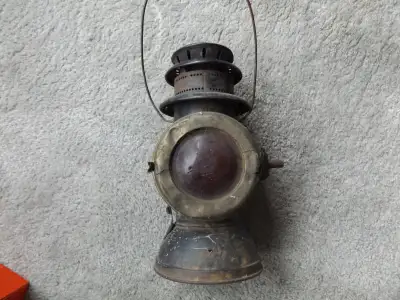 Antique RAYO Driving Lamp RED Lens Fluid Auto Lantern, View more