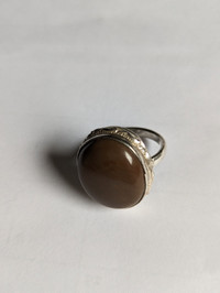Antique 925 silver brown stone ring