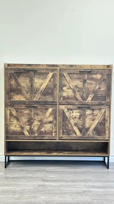 Shoe Rack Cabinet with 4 Flip Drawers,  47”W 47”H 9.5”D., View more