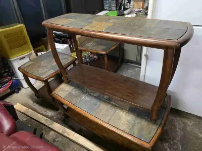 This is a used table set of 4, perfect for adding a touch of rustic charm to your living space. The...