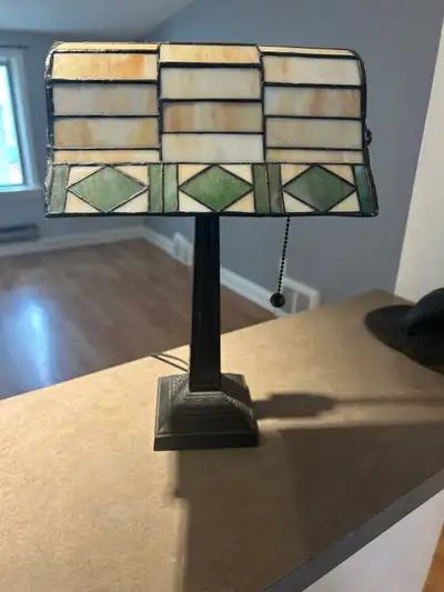 Office lamp with stained glass