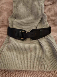 100%  leather, vintage-style wide belt