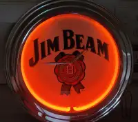 Jim Beam 16" Sign Red Neon Clock
