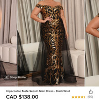 Black and Gold Sequin Gown