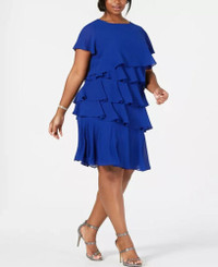 Royal Blue Chiffon Plus Size Dress