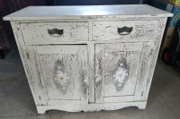 Antique Very Old Pine Sideboard Buffet Original Paint