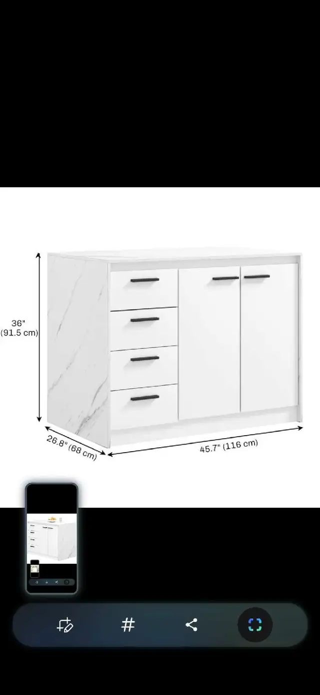 Kitchen Island with Storage Cabinet, 4 Drawers , Adjustable Shel63760519180929122
