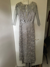 Beautiful & Elegant Silver-Grey Evening Gown (Size 10)