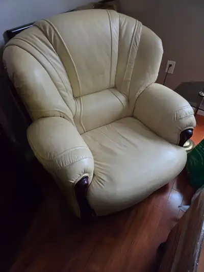Leather chair and sofa, View more