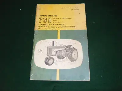 John Deere 730 Diesel Tractors Operators Manual, View more