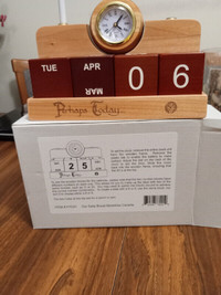 New wooden Clock and Calendar with two pen holders & four blocks