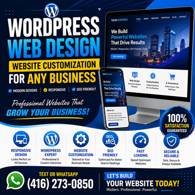 WORDPRESS WEB DESIGN, WEBSITE CUSTOMIZATION FOR ANY BUSINESS, View more