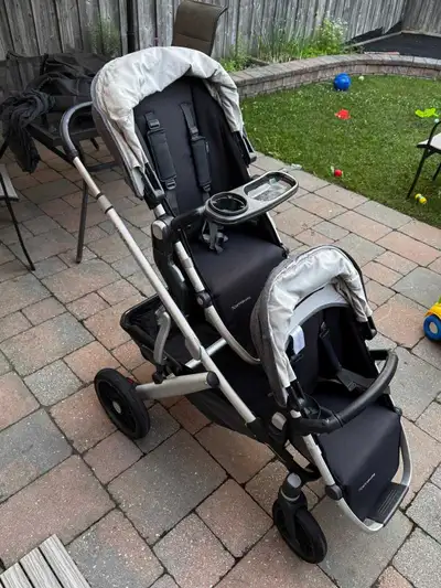 Uppa Baby Double Stroller with Brand New Basinet, View more