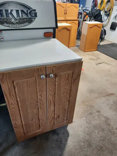 I have 3 used kitchen cabinets for sale. Two top and one bottom cabinet. All are in good shape and w...