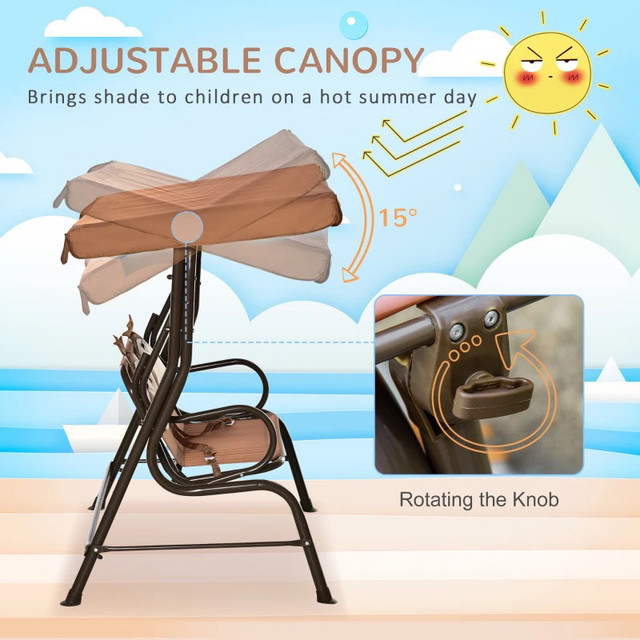 2-Seat Kids Patio Swing Chair, Children Outdoor Patio Lounge Cha in Chairs & Recliners in Markham / York Region - Image 4