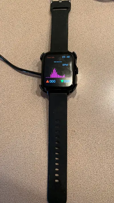 Basic smart watch for android or iPhone. Connects with an app. Good starter smart watch. Comes with...